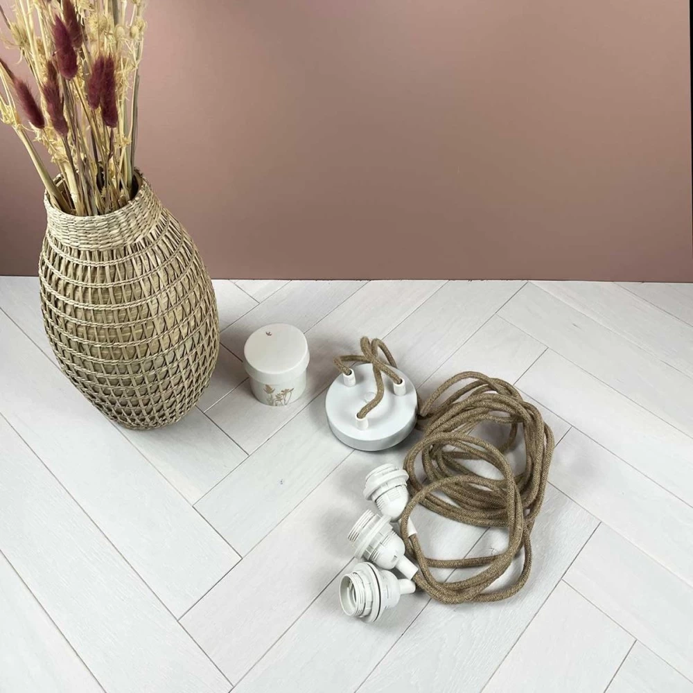 Monture 3 Cordes E27 Avec Douilles Thermoplastiques Blanches Et Fil Corde 9 Monture 3 Cordes E27 Avec Douilles Thermoplastiques Blanches Et Fil Corde – Image 7