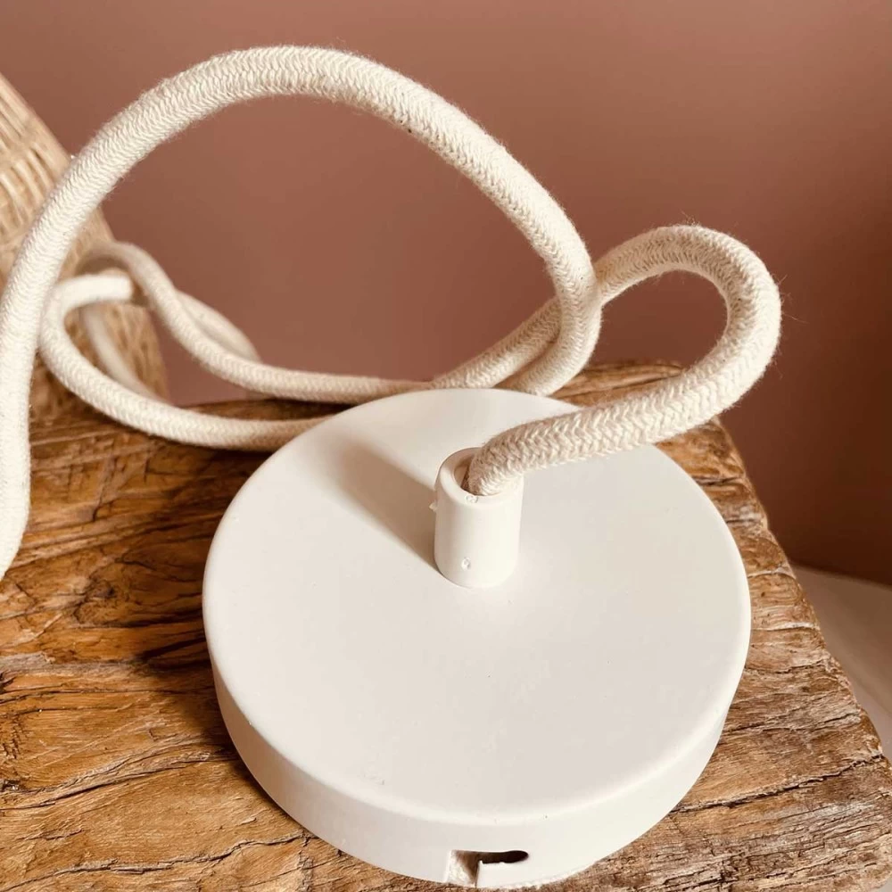 Monture E27 Avec Douille Thermoplastique Blanche Et Fil Corde Coton 4 Monture E27 Avec Douille Thermoplastique Blanche Et Fil Corde Coton – Image 2