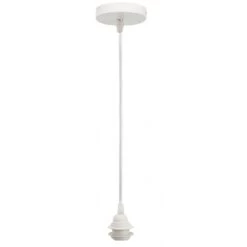 Monture E27 Avec Douille Thermoplastique Blanche Et Fil Tissu Blanc