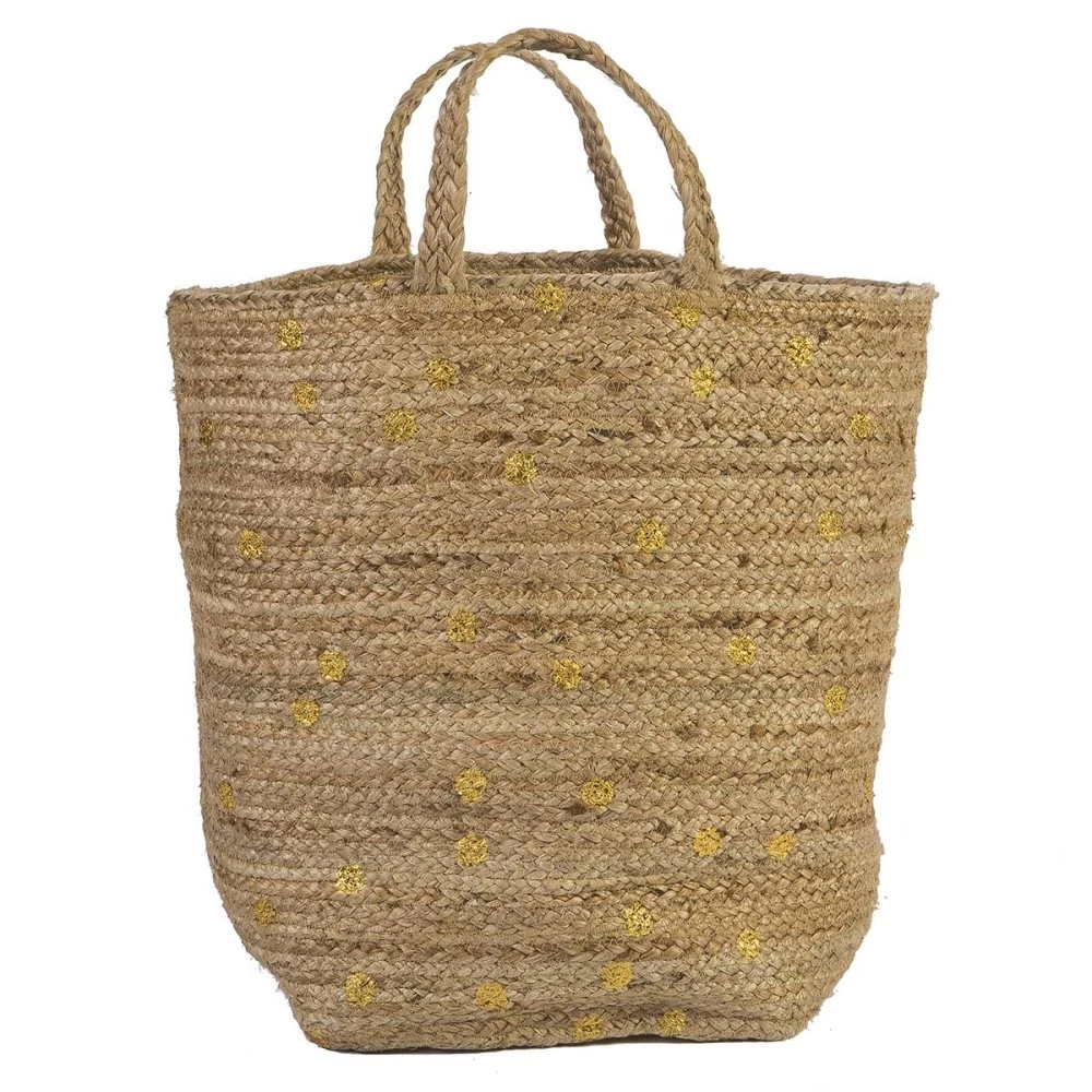Panier De Rangement En Jute Et Pois Or 3 Panier De Rangement En Jute Et Pois Or