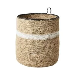 Panier Ou Cache Pot En Jonc De Mer Avec Petite Anse à Suspendre Ou Poser