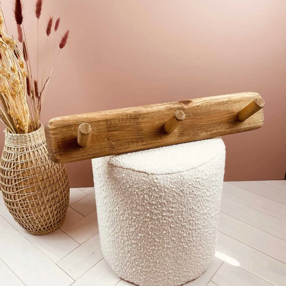 Porte-manteau Mural En Pin Massif Effet Vieilli 3 Crochets 3 Porte-manteau Mural En Pin Massif Effet Vieilli 3 Crochets