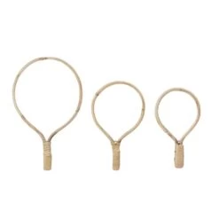 Set De 3 Crochets Muraux Naturels En Canne Coloris Clair -Décor Soldes set 3 crochets muraux naturels canne coloris clair 2