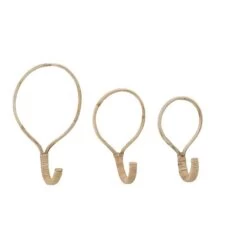 Set De 3 Crochets Muraux Naturels En Canne Coloris Clair