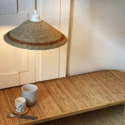 Abat Jour Pour Suspension En Herbier à Rayure TERRACOTTA - Opjet Paris -Décor Soldes suspension abat jour en herbier a rayure terracotta opjet paris 1