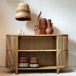 Abat Jour Pour Lustre En Herbier à Rayures Terracotta - Opjet Paris -Décor Soldes suspension abat jour en herbier a rayures terracotta opjet paris 4