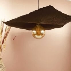 Suspension Lustre Paper En Papier Gaufré Noir 60cm électrifiée -Décor Soldes suspension abat jour paper en papier gaufre noir 65cm electrifiee 3