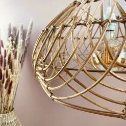 Abat Jour Pour Luminaire Rotin Naturel Forme Arrondie -Décor Soldes suspension abat jour rotin naturel forme arrondi 2