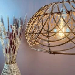 Abat Jour Pour Luminaire Rotin Naturel Forme Arrondie -Décor Soldes suspension abat jour rotin naturel forme arrondi 4