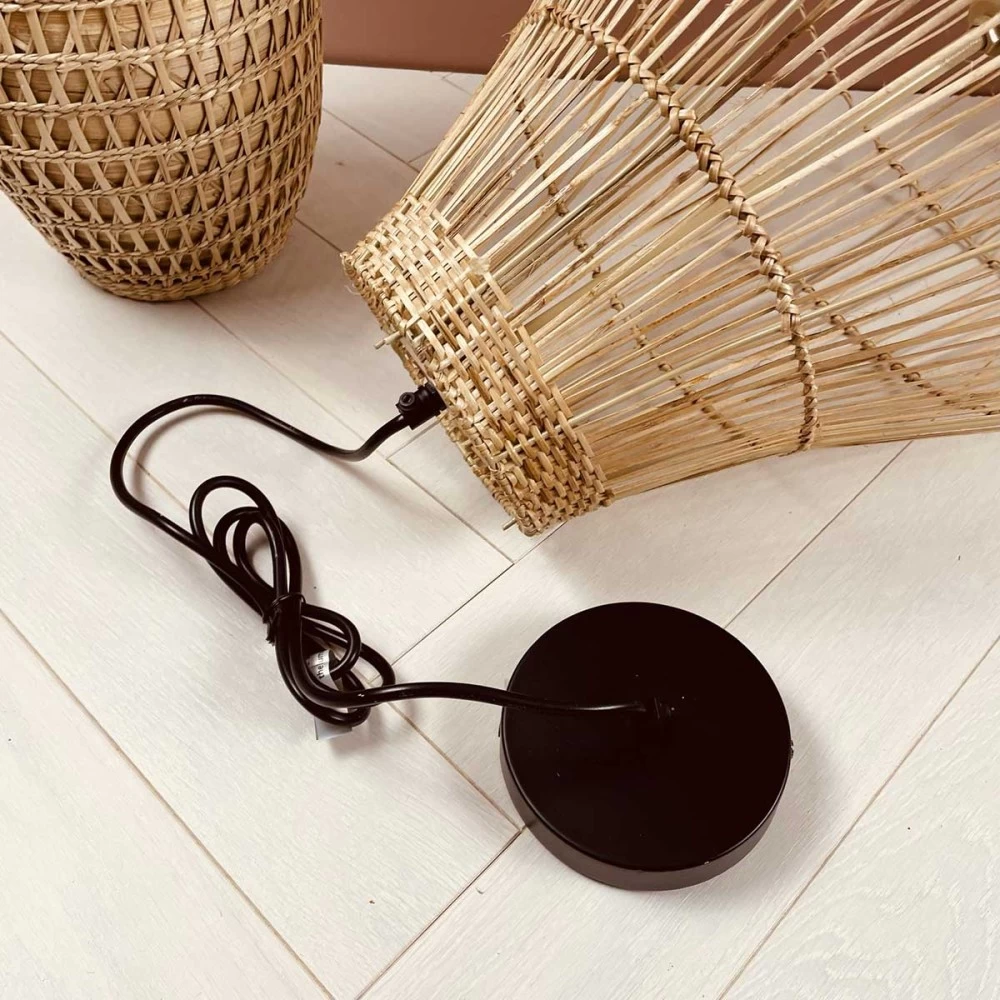 Suspension Ou Lustre Rotin Naturel Forme Nasse 5 Suspension Ou Lustre Rotin Naturel Forme Nasse – Image 3