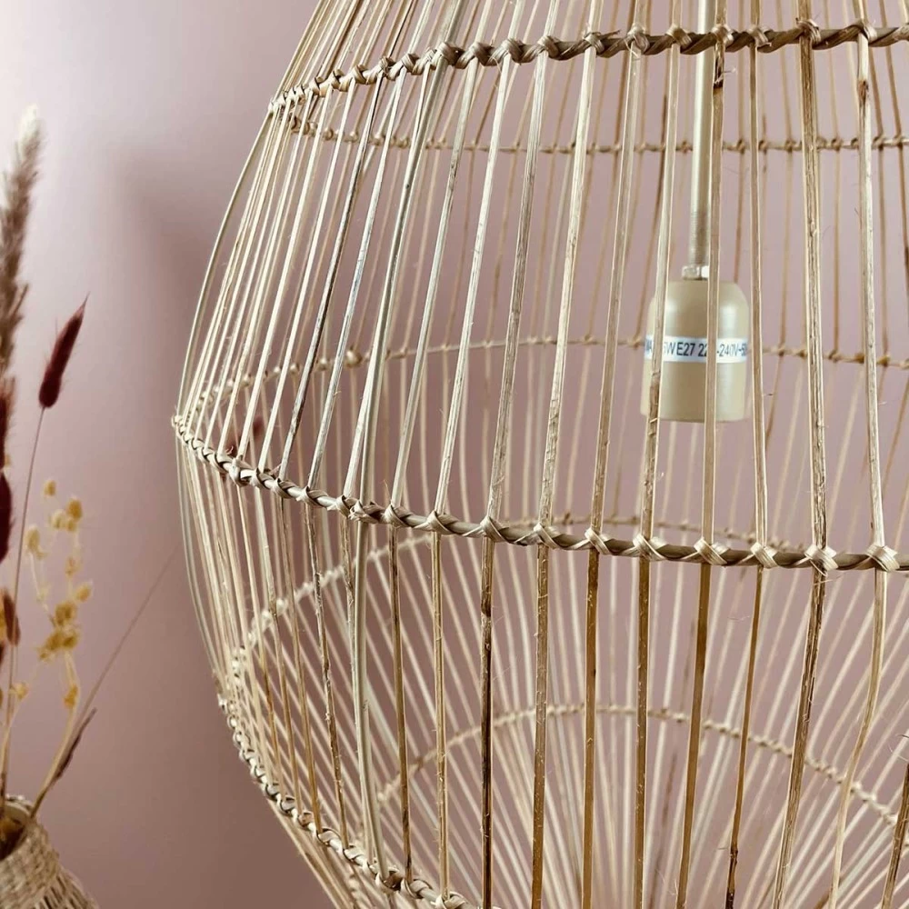 Suspension Ou Lustre Rotin Naturel Forme Nasse 7 Suspension Ou Lustre Rotin Naturel Forme Nasse – Image 5