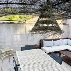 Abat-jour Pour Suspension Ajouré Conique En Fibre Naturelle Alfa Tressée -Décor Soldes suspension ajouree conique en fibre naturelle alfa tressee 1