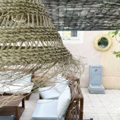 Abat-jour Pour Suspension Ajouré Conique En Fibre Naturelle Alfa Tressée -Décor Soldes suspension ajouree conique en fibre naturelle alfa tressee 2