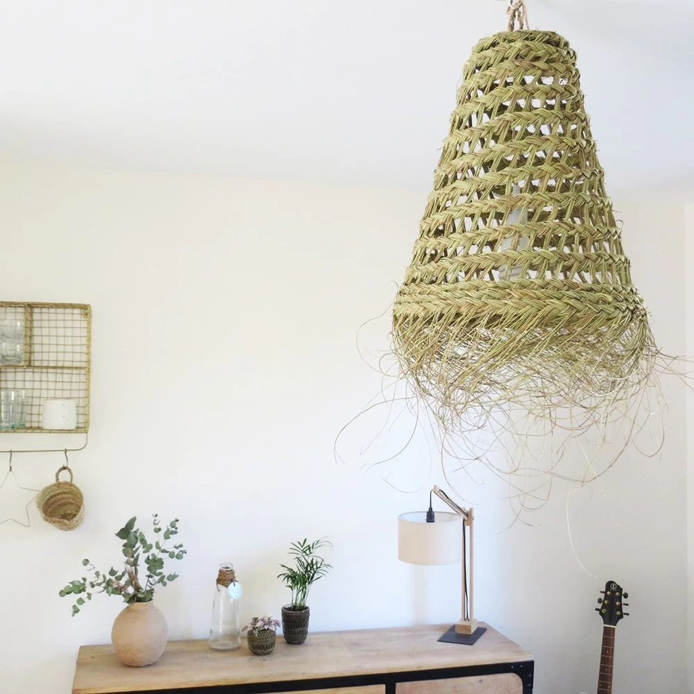 Abat Jour Pour Lampe Ajouré Forme Allongée En Paille Naturelle Tressée 6 Abat Jour Pour Lampe Ajouré Forme Allongée En Paille Naturelle Tressée – Image 4