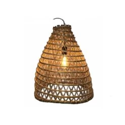 Abat Jour Pour Lustre Allongé En Branches De Palmier Dattier -Décor Soldes suspension allongee en branches de palmier dattier 3
