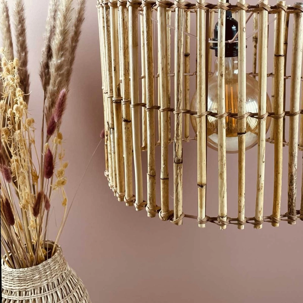 Suspension Bambou D35cm Vendue Avec Monture Noire 5 Suspension Bambou D35cm Vendue Avec Monture Noire – Image 3