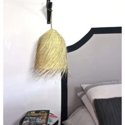 Suspension Bohème Zora En Feuille De Palmier - Paille Tressée -Décor Soldes suspension boheme palmier paille tressee 1