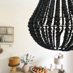 Lustre De Bali En Perles De Bois Diamètre 40 Cm Coloris Noir 7 Lustre De Bali En Perles De Bois Diamètre 40 Cm Coloris Noir -Décor Soldes suspension de bali en perles de bois coloris noir 2
