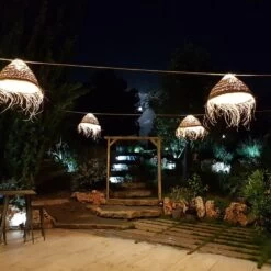 Abat-jour Pour Lustre Style Maroc Dôme XL "Doum" En Fibre Alfa Tressée -Décor Soldes suspension dome en rotin tresse 6