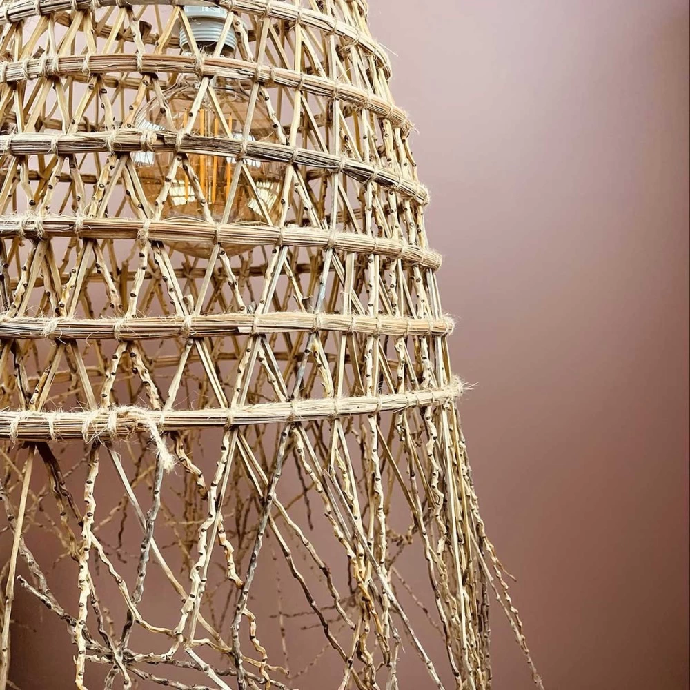 Abat Jour Pour Luminaire Forme Allongée En Branches De Palmier Dattier 4 Abat Jour Pour Luminaire Forme Allongée En Branches De Palmier Dattier – Image 2