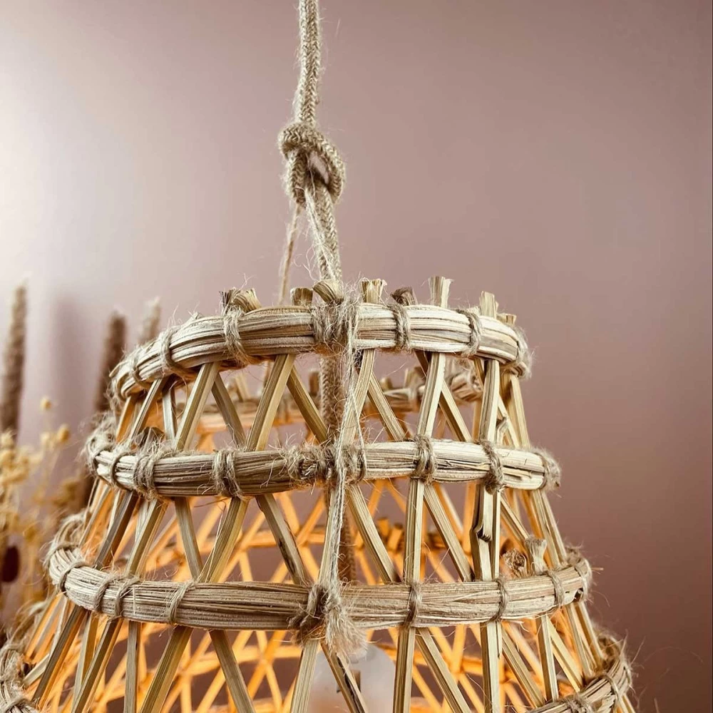 Abat Jour Pour Luminaire Forme Allongée En Branches De Palmier Dattier 5 Abat Jour Pour Luminaire Forme Allongée En Branches De Palmier Dattier – Image 3