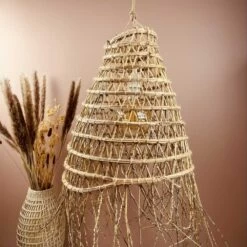 Abat Jour Pour Luminaire Forme Allongée En Branches De Palmier Dattier 10 Abat Jour Pour Luminaire Forme Allongée En Branches De Palmier Dattier -Décor Soldes suspension forme allongee en branches de palmier dattier 3