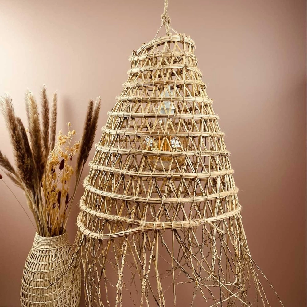 Abat Jour Pour Luminaire Forme Allongée En Branches De Palmier Dattier 6 Abat Jour Pour Luminaire Forme Allongée En Branches De Palmier Dattier – Image 4