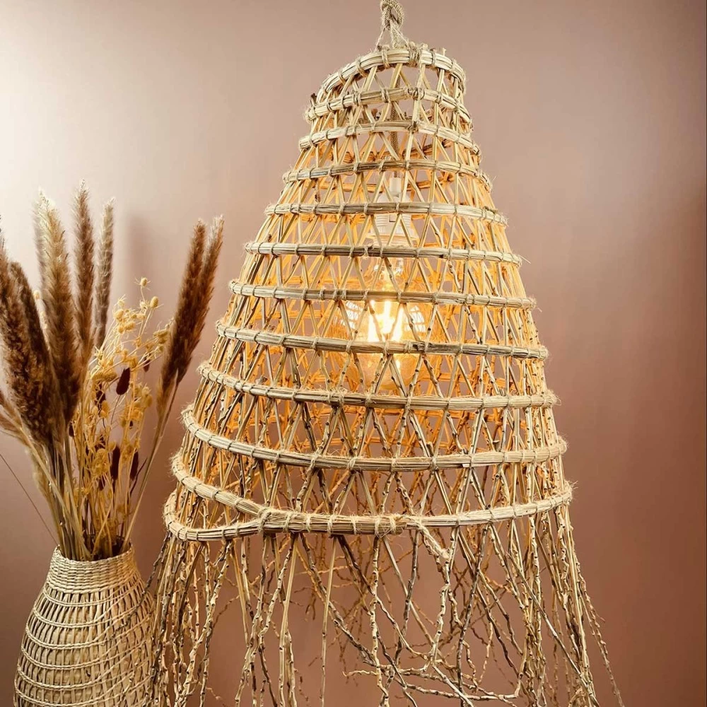 Abat Jour Pour Luminaire Forme Allongée En Branches De Palmier Dattier 3 Abat Jour Pour Luminaire Forme Allongée En Branches De Palmier Dattier