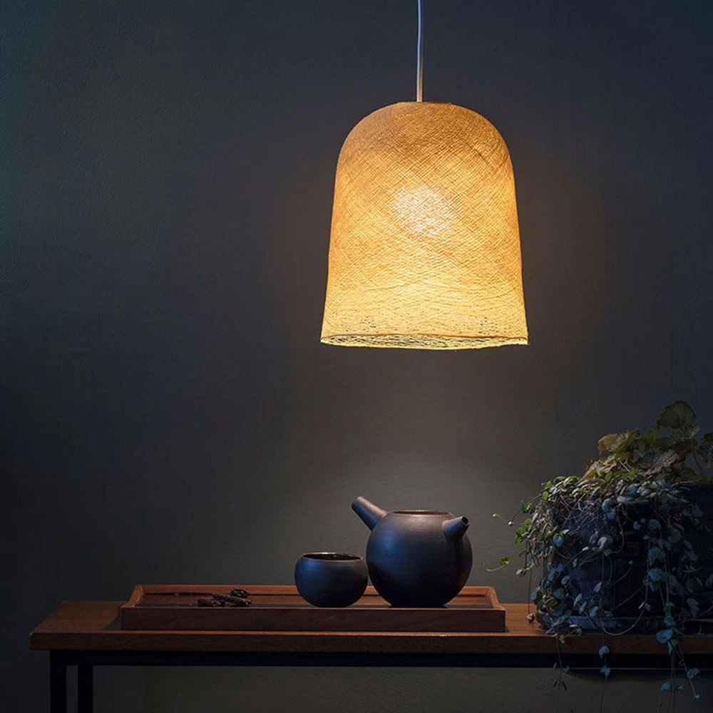 Suspension Forme Jupe Tissée Toute équipée - Coloris Moutarde 4 Suspension Forme Jupe Tissée Toute équipée - Coloris Moutarde – Image 2