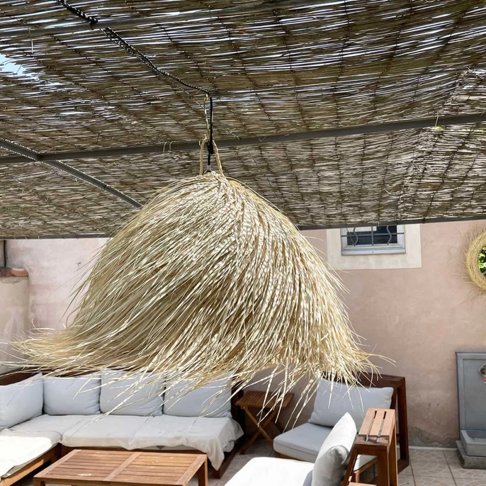 Abat Jour Pour Luminaire Marocain Demi-cercle Avec Franges En Palmier Tressé 3 Abat Jour Pour Luminaire Marocain Demi-cercle Avec Franges En Palmier Tressé – Image 2