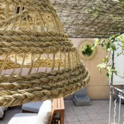Abat-jour Pour Suspension Naturel Ajourée Conique Fibre Alfa -Décor Soldes suspension naturelle ajouree h40cm conique fibre alfa tressee 1