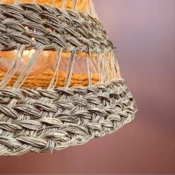Abat-jour Pour Suspension Naturel Ajourée Conique Fibre Alfa -Décor Soldes suspension naturelle ajouree h40cm conique fibre alfa tressee 3