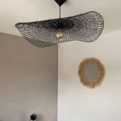 Abat-Jour Ondulé Libellule En Bambou Coloris Noir - 3 Tailles -Décor Soldes suspension ondulee libellule bambou coloris noir mat 5