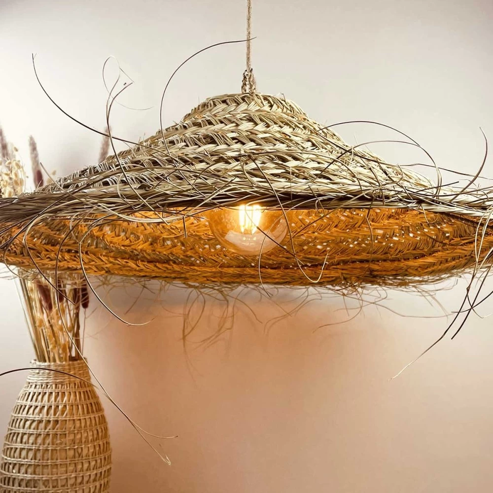 Abat Jour Pour Lampe Parasol L Fibre Naturelle Tressée 7 Abat Jour Pour Lampe Parasol L Fibre Naturelle Tressée – Image 5