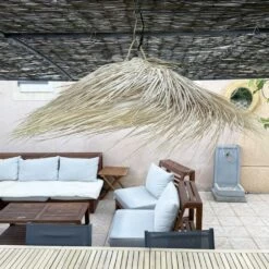 Abat-jour Pour Suspension Parasol En Palmier Naturel Du Maroc Forme évasée