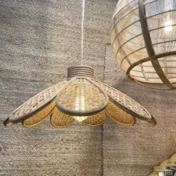 Abat Jour Pour Lampe Pétale En Bambou Naturel Tamira D51cm