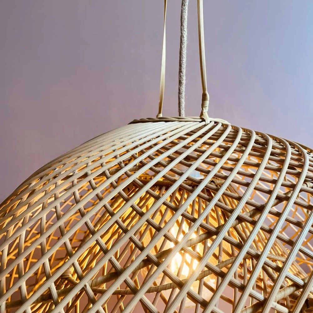 Abat Jour Pour Lustre Extérieur Imitation Rotin Faite Main à Bali - Taille L 4 Abat Jour Pour Lustre Extérieur Imitation Rotin Faite Main à Bali - Taille L – Image 2