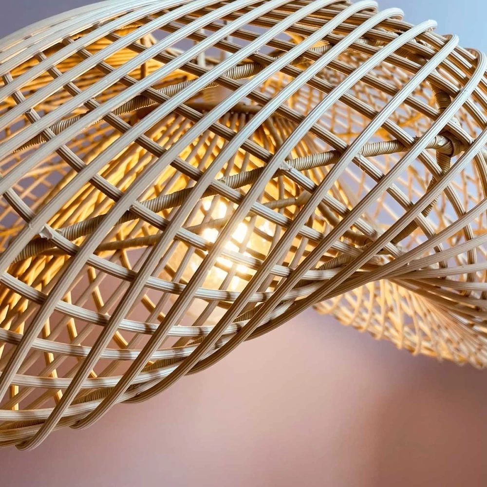 Abat Jour Pour Lustre Extérieur Imitation Rotin Faite Main à Bali - Taille L 5 Abat Jour Pour Lustre Extérieur Imitation Rotin Faite Main à Bali - Taille L – Image 3