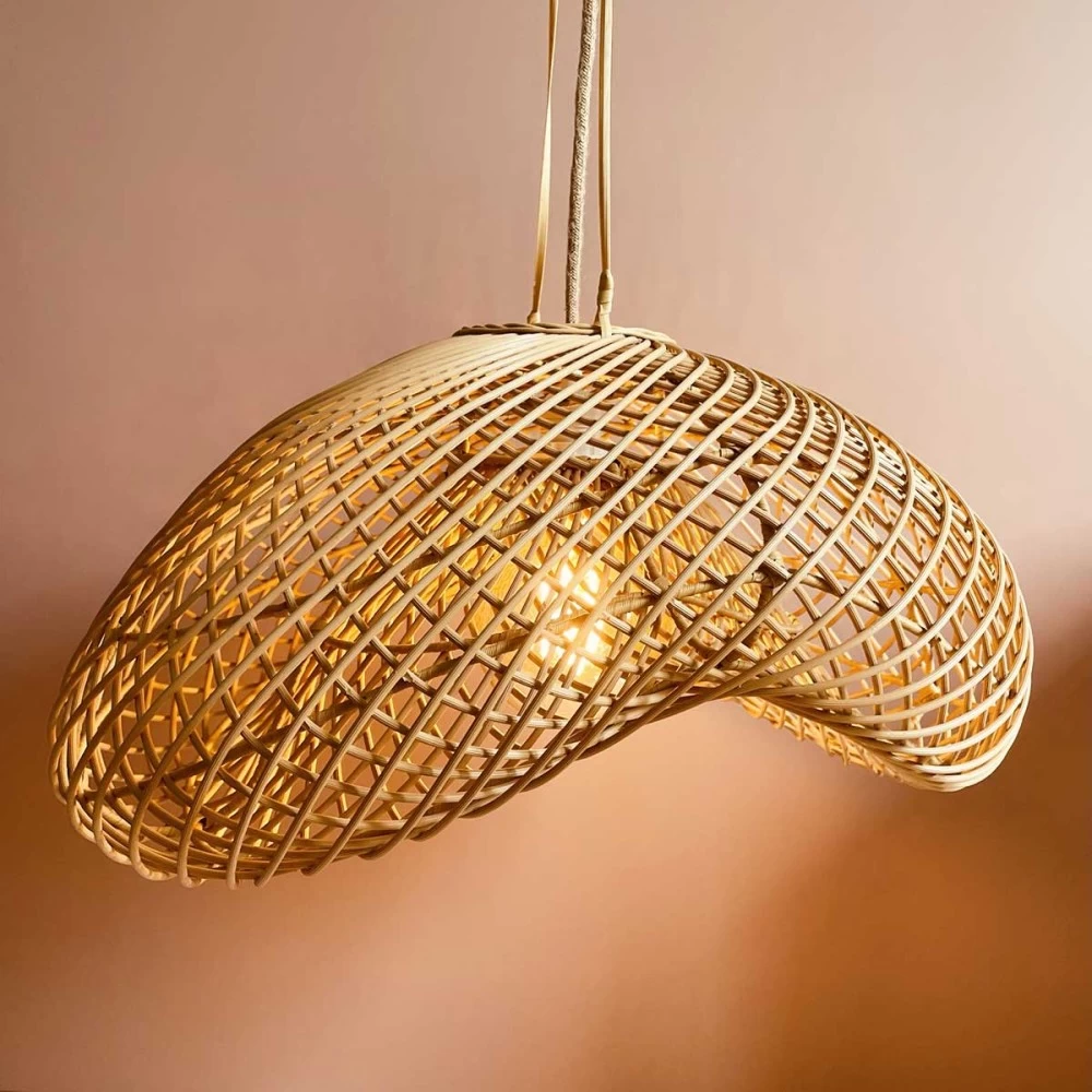 Abat Jour Pour Lustre Extérieur Imitation Rotin Faite Main à Bali - Taille L 3 Abat Jour Pour Lustre Extérieur Imitation Rotin Faite Main à Bali - Taille L