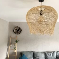Abat-Jour En Rotin Ubur XL Coloris Naturel Clair Fait à Bali -Décor Soldes suspension rotin ubur coloris naturel abat jour bali 3