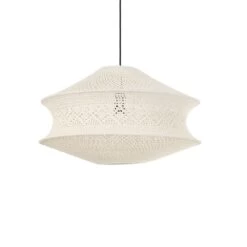 Suspension En Tissu Macramé écru XL Avec Monture E27 Noire -Décor Soldes suspension tissu macrame ecru xl 2