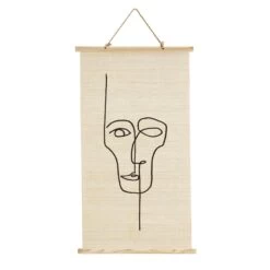 Tenture Murale Visage En Fibres De Bambou Avec Corde - Madam Stoltz